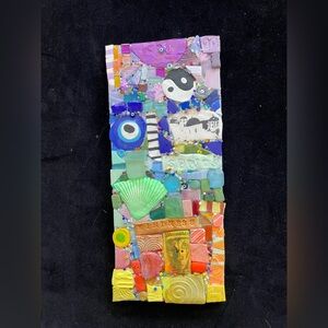 Handmade Mosaic Art” Kindness “Polymer Clay Original On Wood  12”x 5”